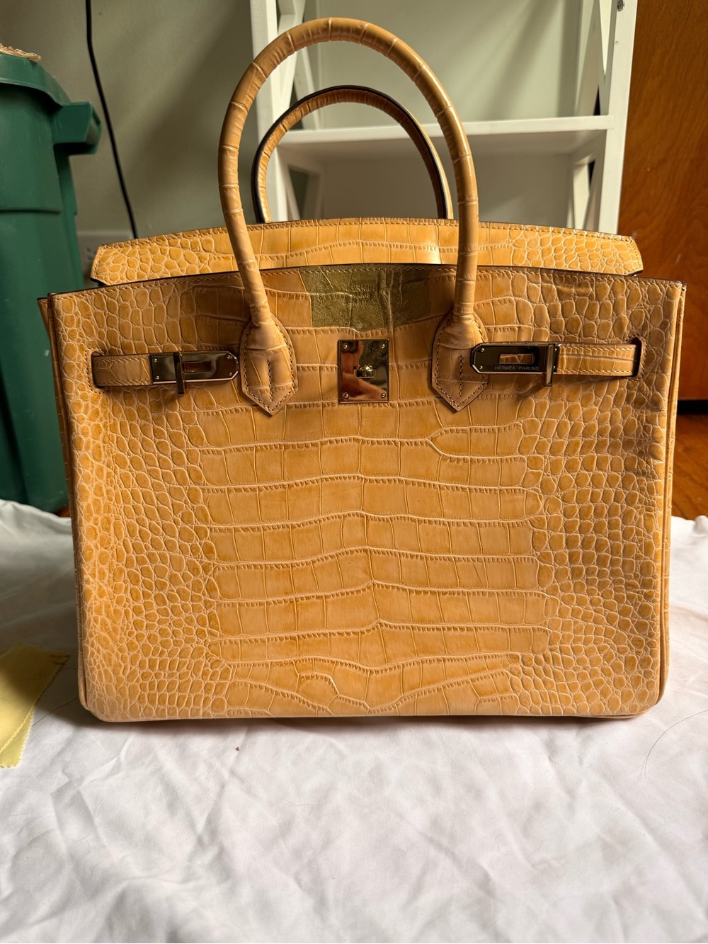 Hermès Birkin 30 Jaune Ambre alligator leather palladium hardware - Picture 3 of 11